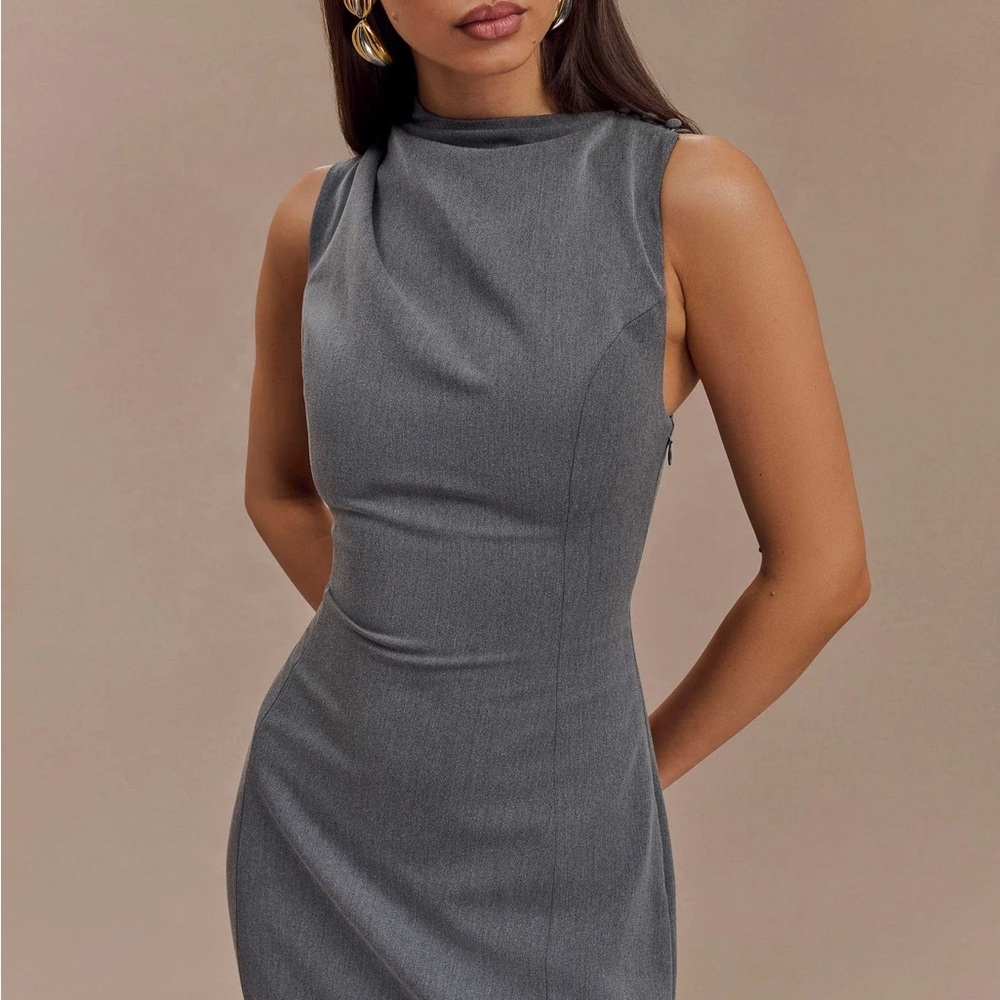 Meshki Charcoal Sleeveless Midi Dress